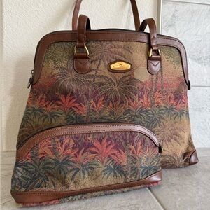 Ricardo Brand Brown Multicolor Tropical-Print Shoulder Bag